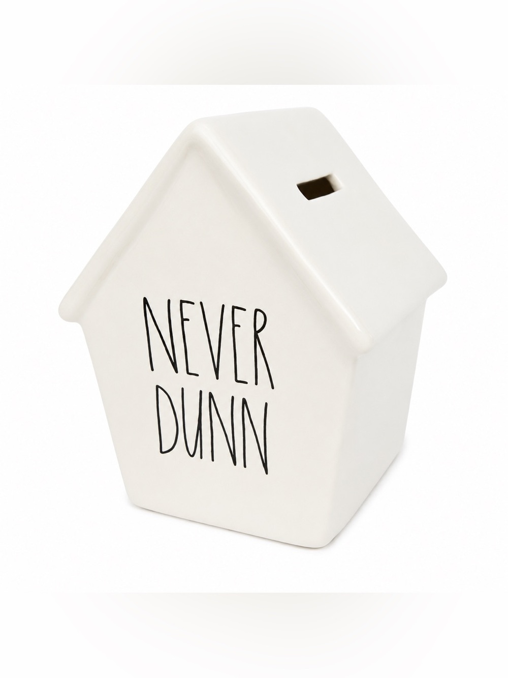 Rae Dunn “NEVER DUNN” Ceramic Piggy Bank White Farmhouse Decor